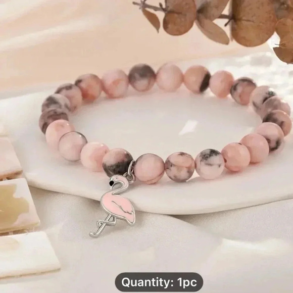 Flemming Bracelet Pink Brown Gray Earthtones Beads - Picture 5 of 9